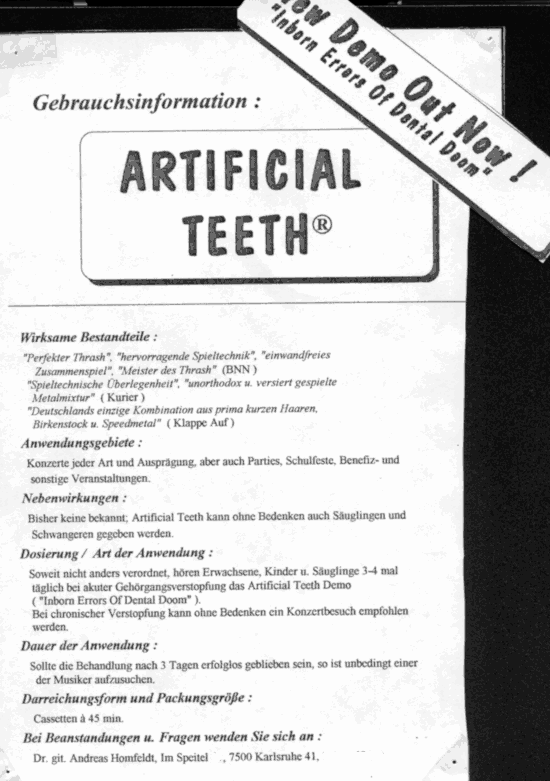 Gebrauchsinformation "artificial teeth"